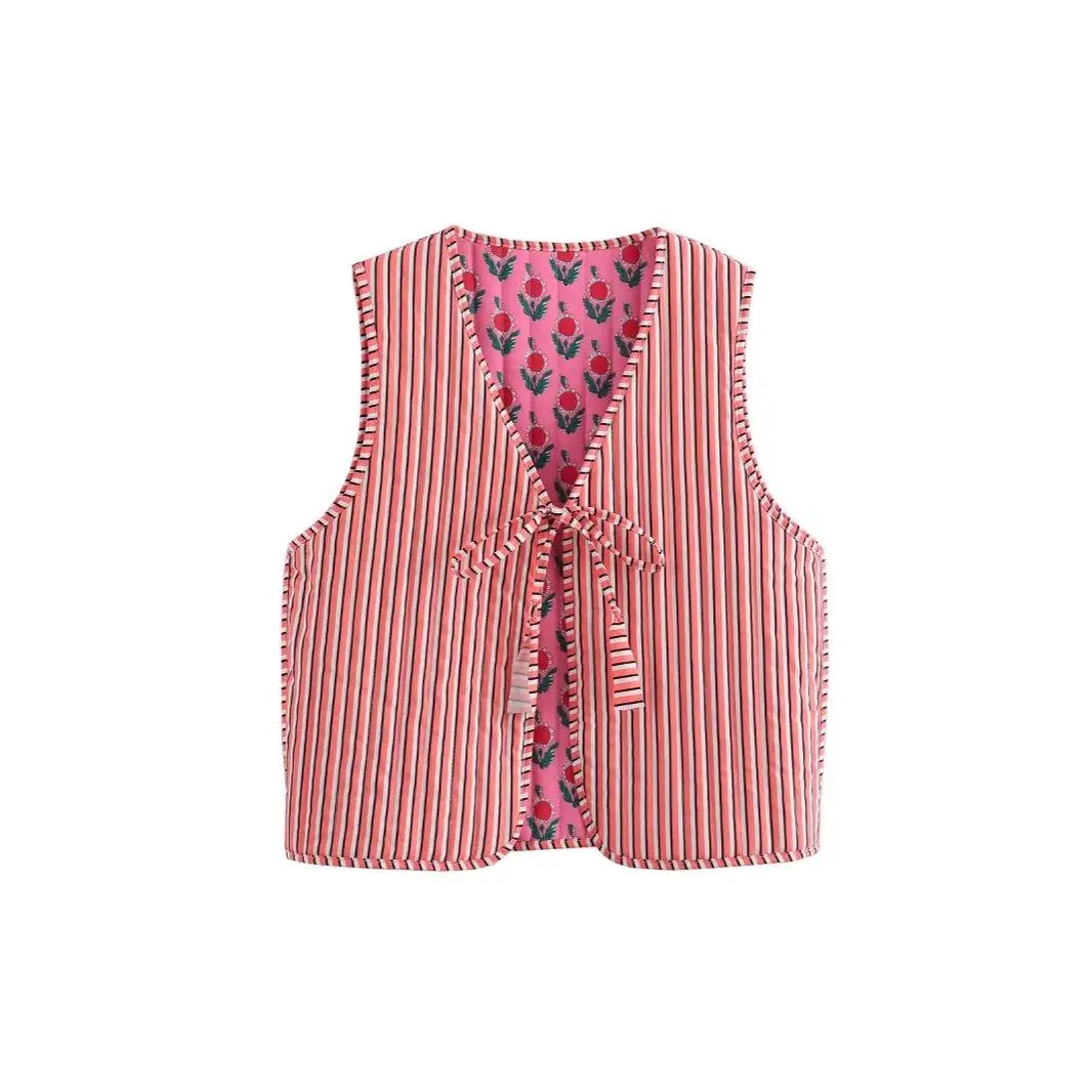 

2025 Spring New Street Faion Double-Sided Cotton Vest Floral Embroidery National Trend Street Sle Women's Tank Top