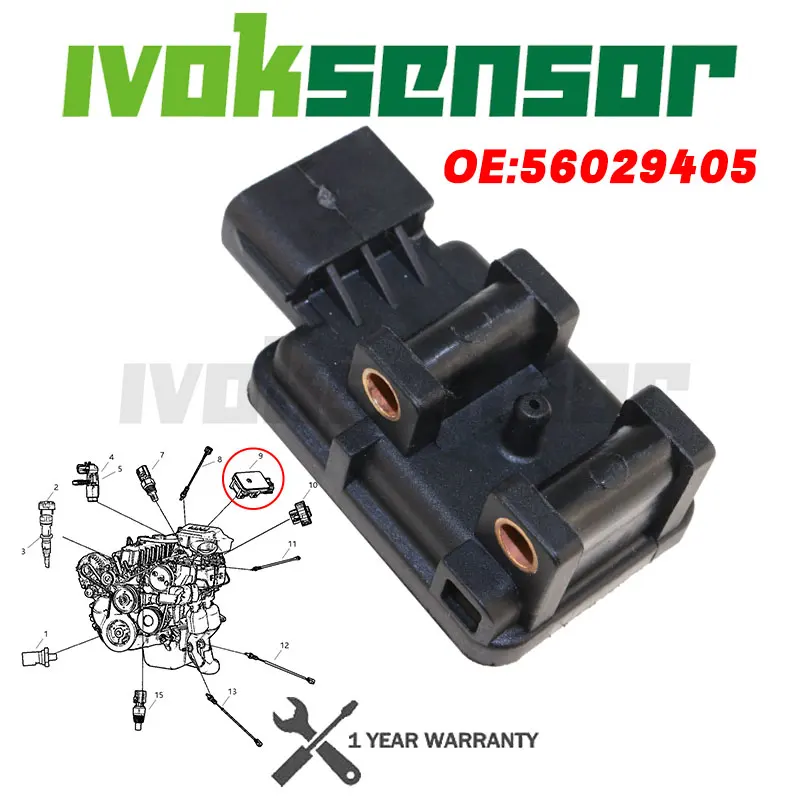 

56029405 Датчик абсолютного давления в коллекторе, датчик карты для Jeep Grand Cherokee Wrangler Dodge Dakota Ram 1500 2500 3500