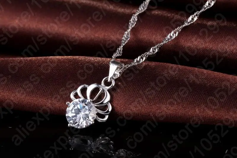 Elegant Cubic Zirconia New Earrings Pendant Necklace Classic Wedding Dress 925 Sterling Silver Color Jewelry Sets Fast Shipping