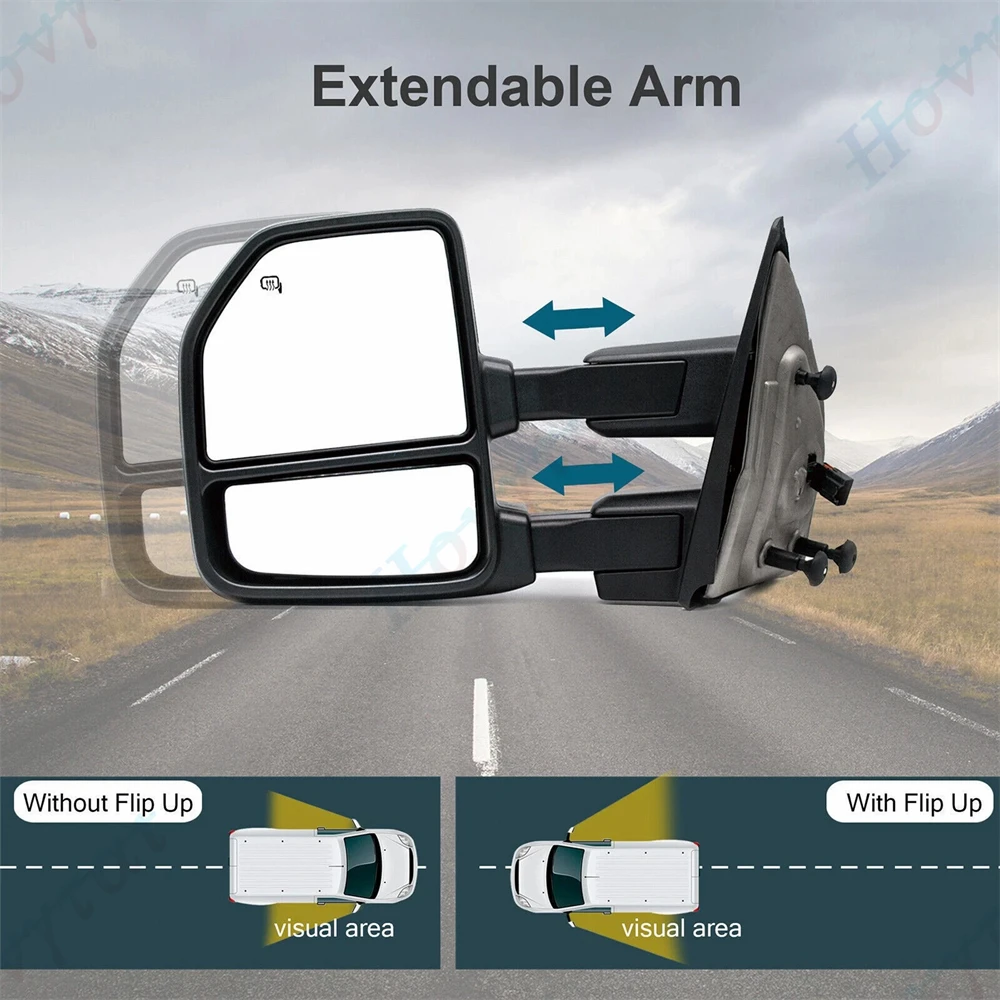 Pair Extendable Towing Mirror For Ford F-150 Series F150 Raptor 2004 2006-2009 2010-2014 Pickup Truck Side Mirror Heated Folding