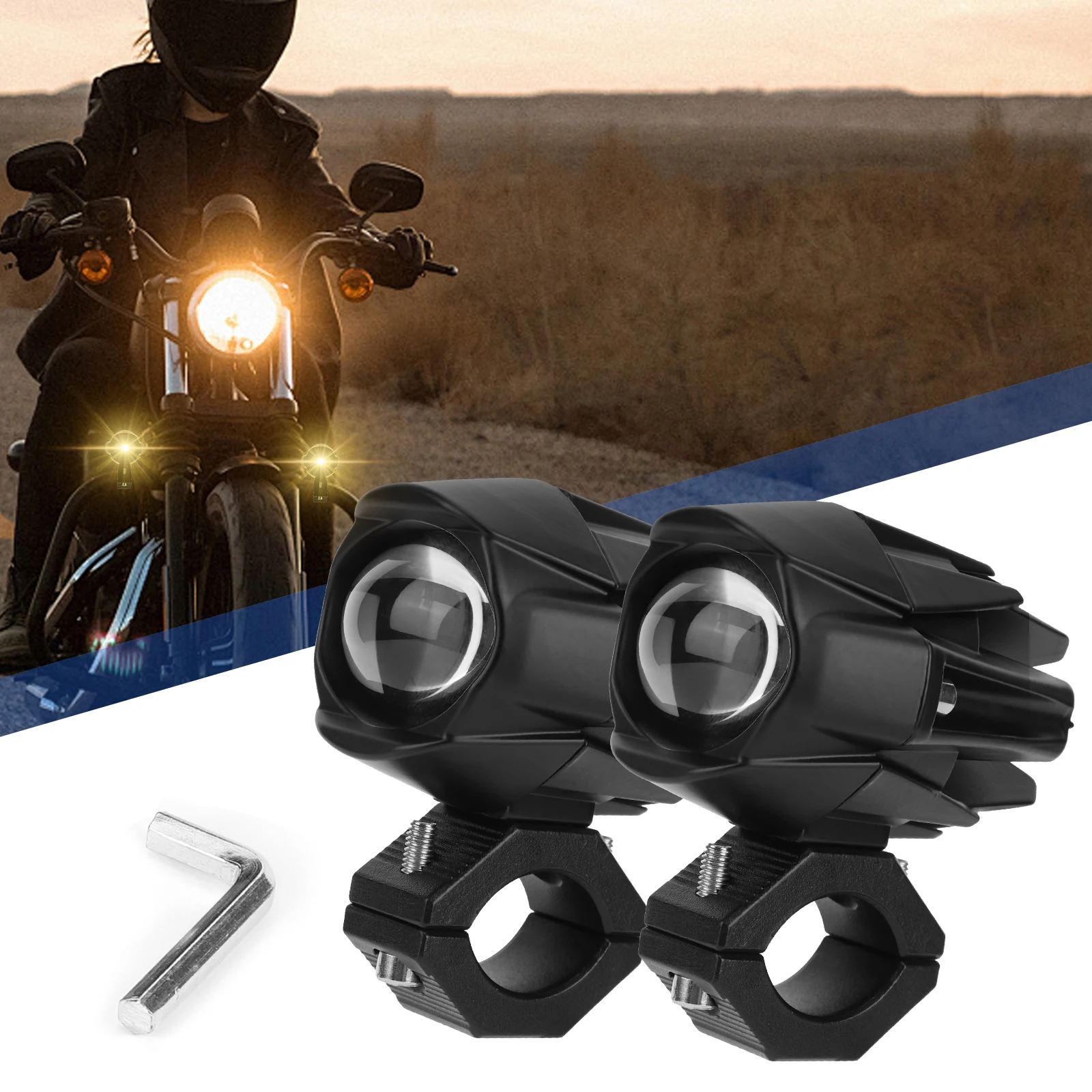 

2 шт. светодиодный прожектор для мотоцикла, водостойкая вспомогательная фара для мотоцикла, противотуманные фары для мотоцикла, универсальные, подходят для мотоциклов