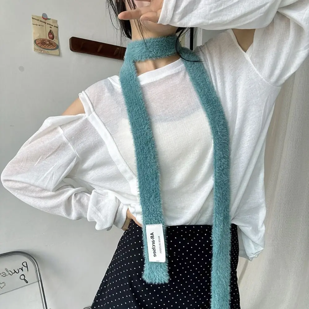 عادية بلون شال صوف Y2K خلع الملابس الديكور وشاح محبوك النمط الكوري الدفء الأوشحة الضيقة الطويلة في الهواء الطلق