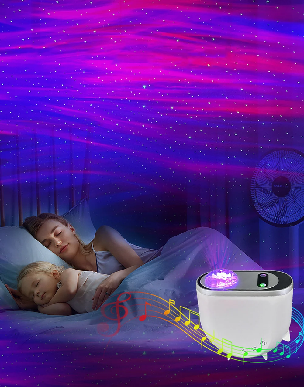 Galaxy Ocean Wave Projector with Bluetooth Speaker/Sound Activated Sky LED Night Light for Kids/Adults/Holidays/Party/Room Decor
