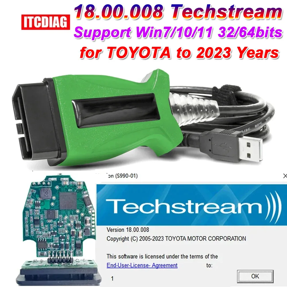 

DLC3 OBDII J2534 Passthru Cable For TOYOTA 2 TOYOTA2 TIS 18.00.008 Techstream OBD2 Car Diagnostic Cable Scanner Until 2023 Years