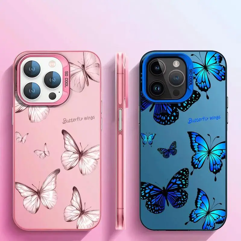 Red Blue Butterfly Phone Case for Apple iPhone 13 XS Max 15 Plus X 12 Pro XR 11 Pro Max 14 Pro 13 Pro 13 Pro Max Soft Cover