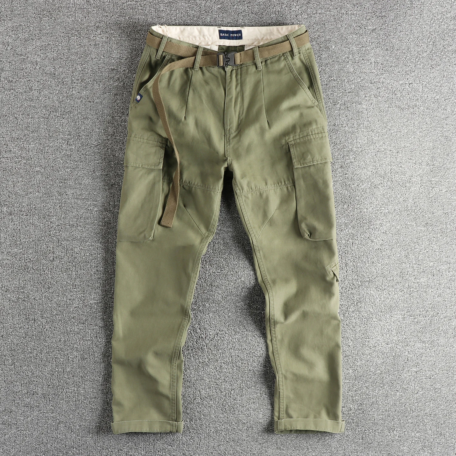 May Khaki retro trend men's cargo casual pants autumn and winter new three-dimensional cut pocket pants