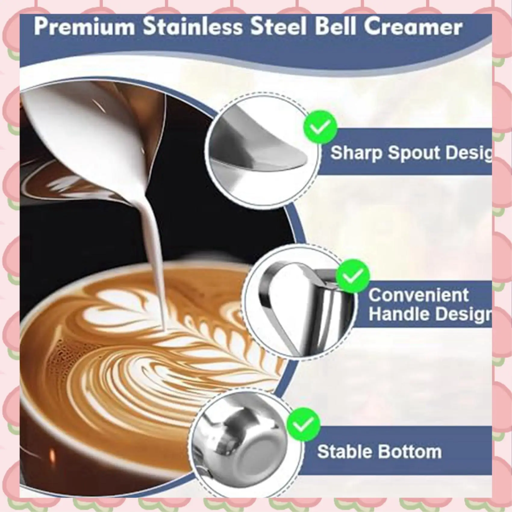 N18R 12 قطعة كريميات الجرس 90 مللي/3 أوقية إبريق كريمر صغير من الفولاذ المقاوم للصدأ كوب إبريق الحليب إبريق مزبد الحليب