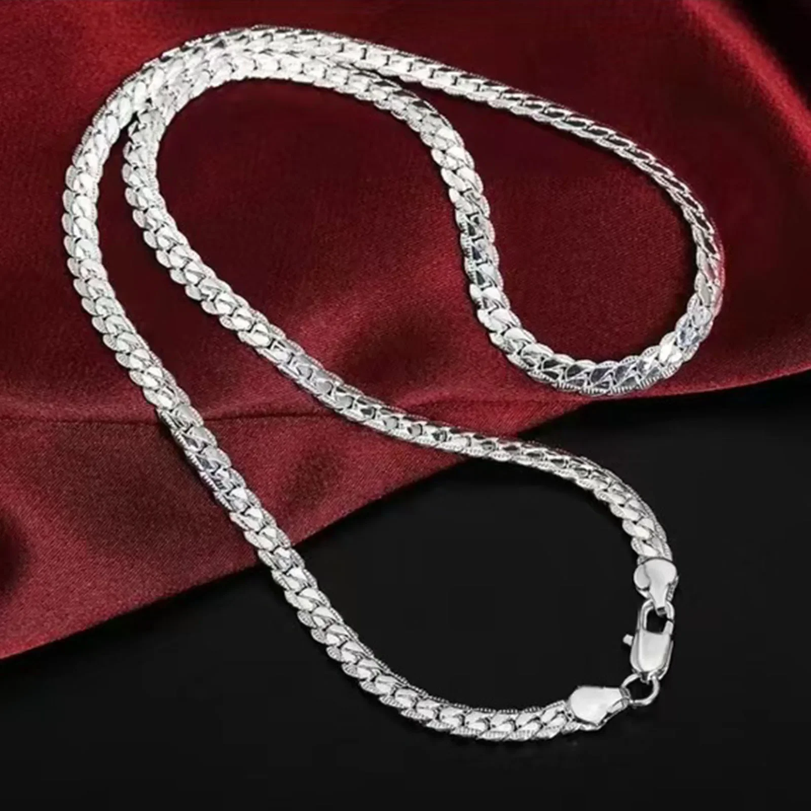 

Ожерелье из стерлингового серебра 925 пробы, 6 мм, боковая цепочка 16/18/20/22/24 дюйма, ожерелье для женщин и мужчин, модные свадебные и помолвочные украшения, подарок