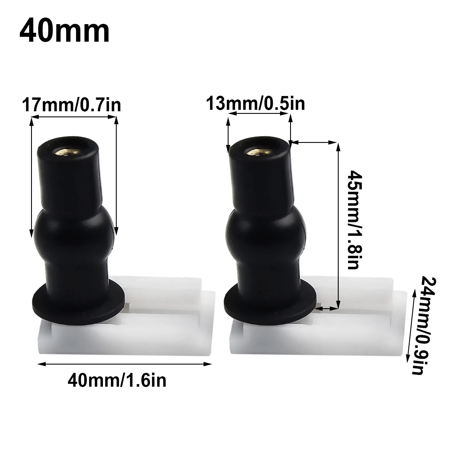 2-Pack Plastic Toilet Seat Hinge Screws With Rubber Expansion, 42mm Mounting Connectors For Secure Lid Installation
