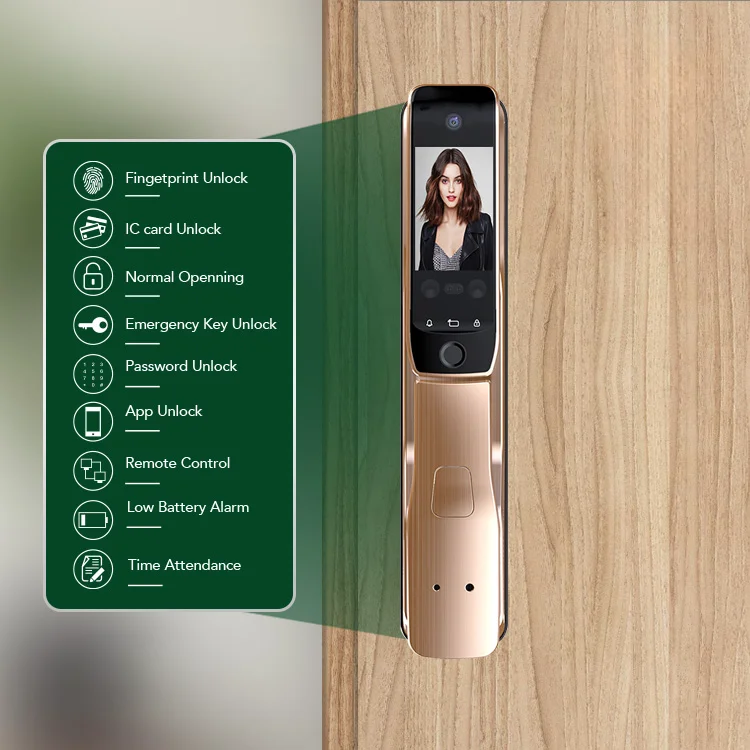 3D Face Recognition Double Screen With Palm Vein unlock Lock fingerprint smart door lock recording  camera smart  door lock