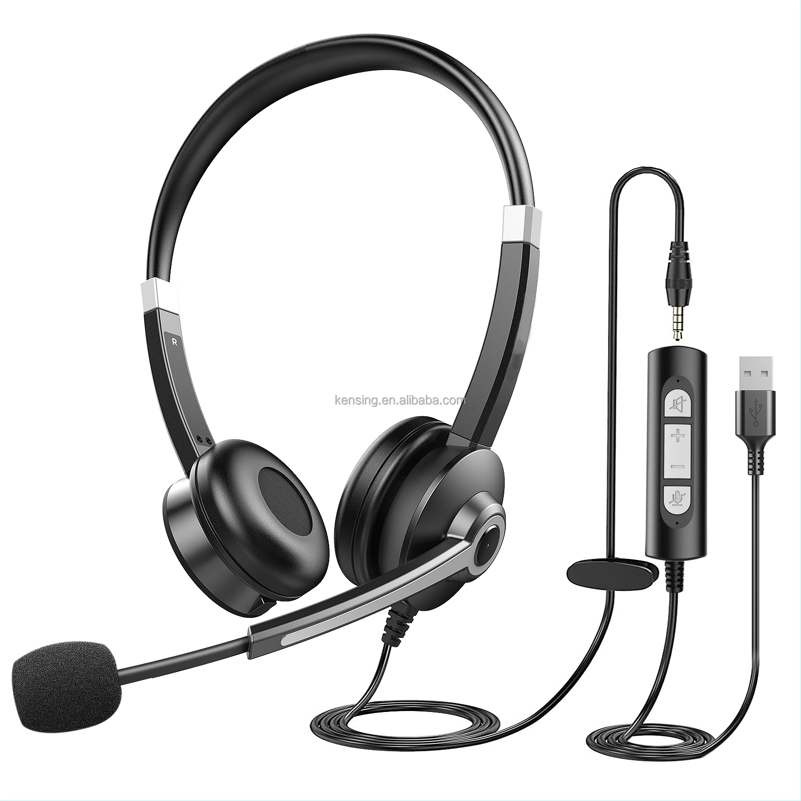 

New USB Wired Stereo Call Center Headset Noise Cancelling Headphones Telephone Headsets with microphone for Office Computer