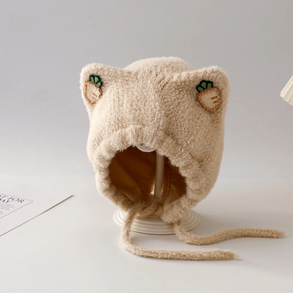 

Fashion Cute Beanie Cap Fruit Ear Autumn Winter Warm Hat Cold Proof Plush Knitted Hat for Baby