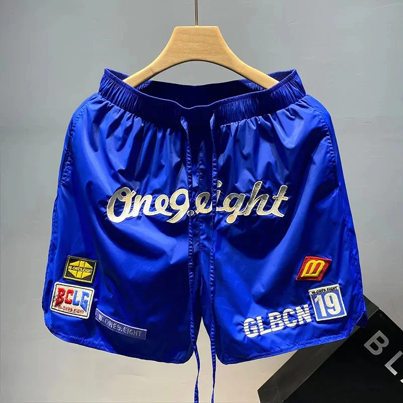 

2023 New Street Sports Shorts Men Summer American Basketball Nickel Pants Woven Loose Running Joggers