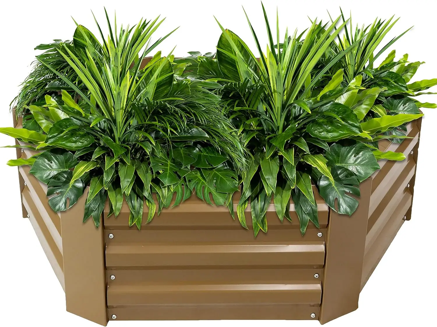 

Металлическая садовая кровать высотой 11,75 дюйма — оцинкованная приподнятая садовая кровать для улицы для овощей и цветов — коричневый — шестигранник