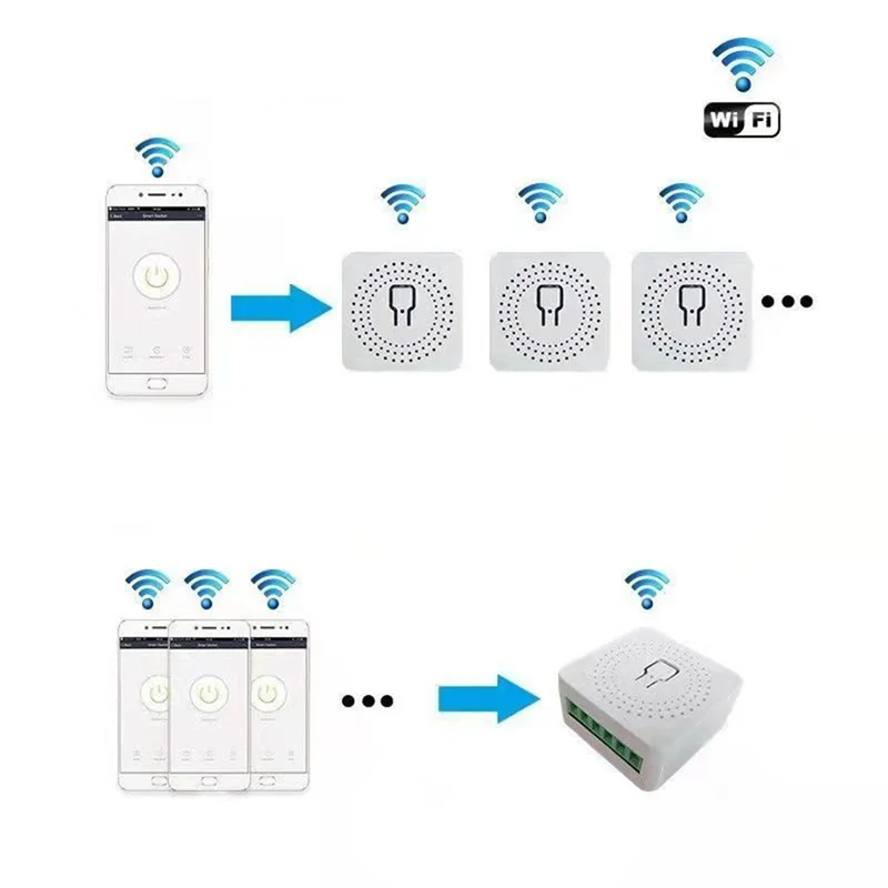 Мини-умный выключатель света DIY 2-полосный выключатель с дистанционным управлением работает для Al-Exa A-Lice Google Home Smart Life