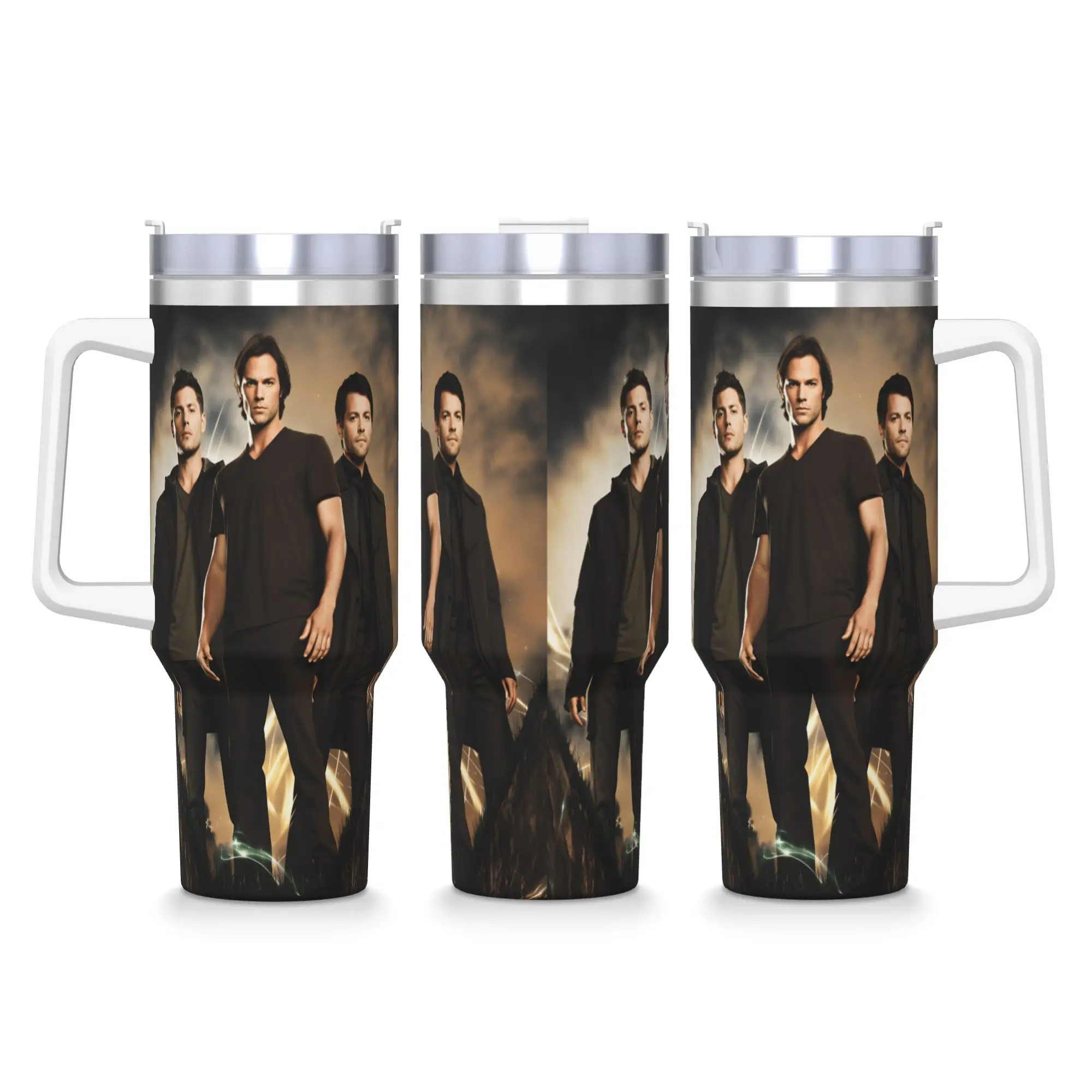 Stainless Steel Tumbler 3D SPN Supernatural Sign Dean Sam Thermal Mug  Leakproof Cold and Hot Car Mugs Travel DIY Water Bottle