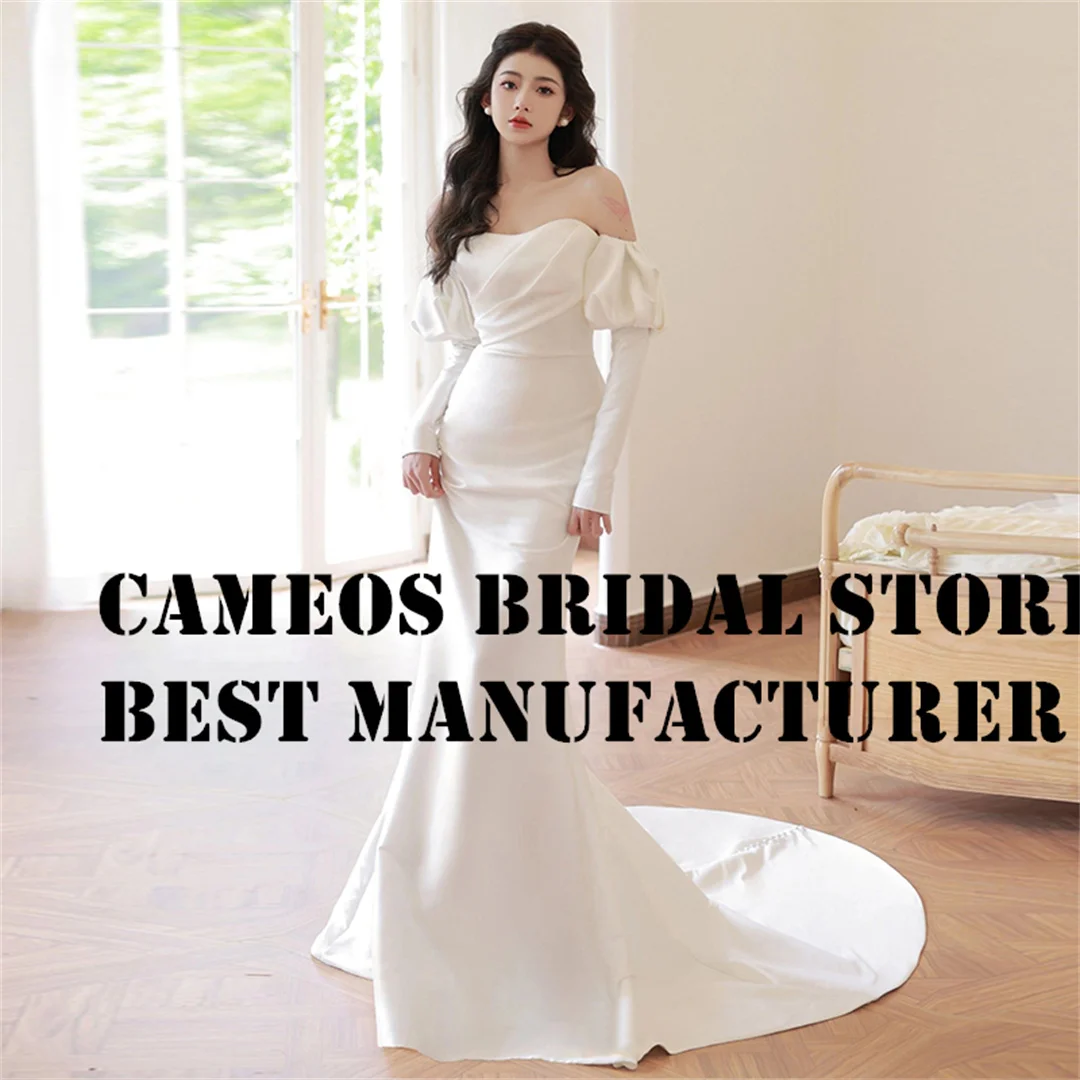 

SONDR Custom Made Korea Wedding Dresses Strapless Mermaid High End Long Sleeves Brides Gowns Ivory Women Bridal Dresses