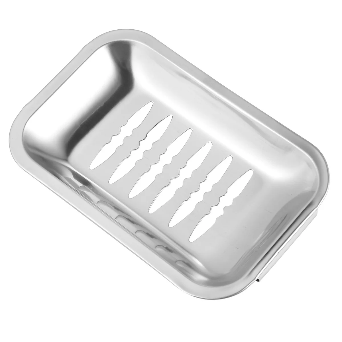 

Stainless Steel Soap Dish Bracket Rectangular Natural Color Wear-Resistant Hollow Design Double Screw Fixing Wall Mounted