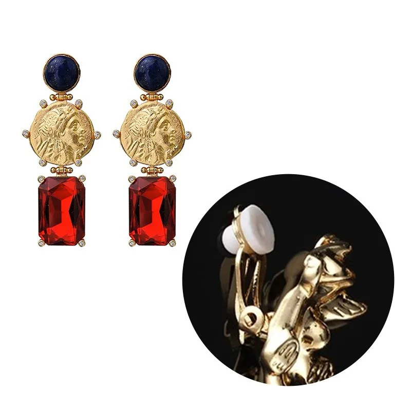 

Red gemstone earrings popular high-end medieval stud earrings light luxury earrings women