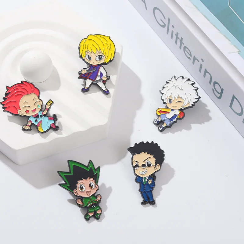 Anime Figure Cosplay Brooch Hunter X Hunter Enamel Pins GON Killua Kurapika Leorio Hisoka Badge Jewelry Jacket Backpack Accessor