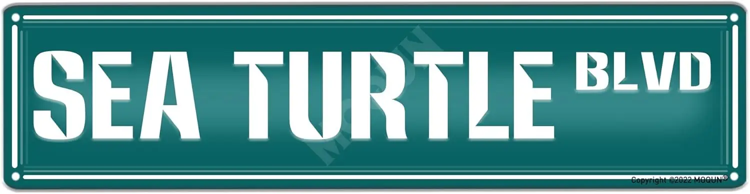 Sea Turtle Blvd Sign, Sea Turtle Sign, Sea Turtle Decor, Funny Wall Decor For Home Farmhouse Man Cave Bathroom Bar, Quality Meta