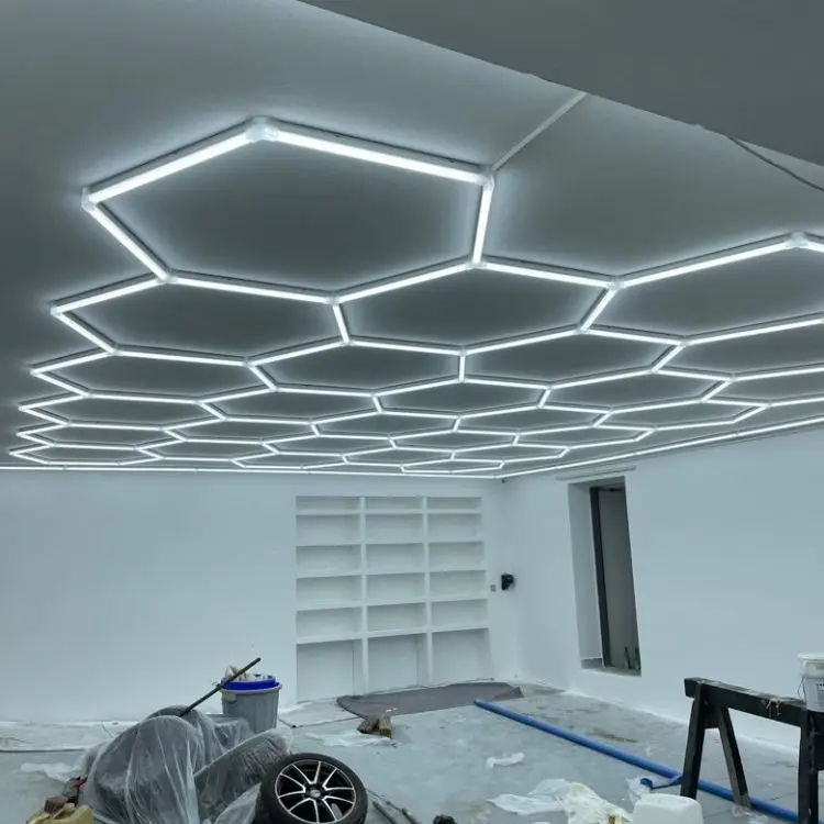 3.7*4.8M High Lightness Takenow PRO LED Inspection Hexagon Panel Hex Led Ceiling Wall Detailing Studio Poshing Workshop Light