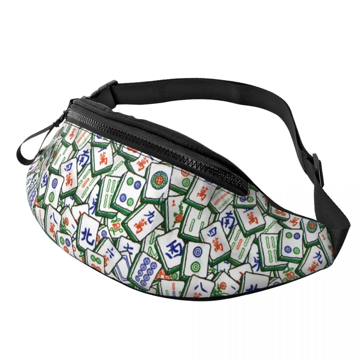 Custom Mahjong Tile Game Pattern Fanny Pack for Women Men Cool Crossbody Waist Bag Cycling Camping Phone Money Pouch