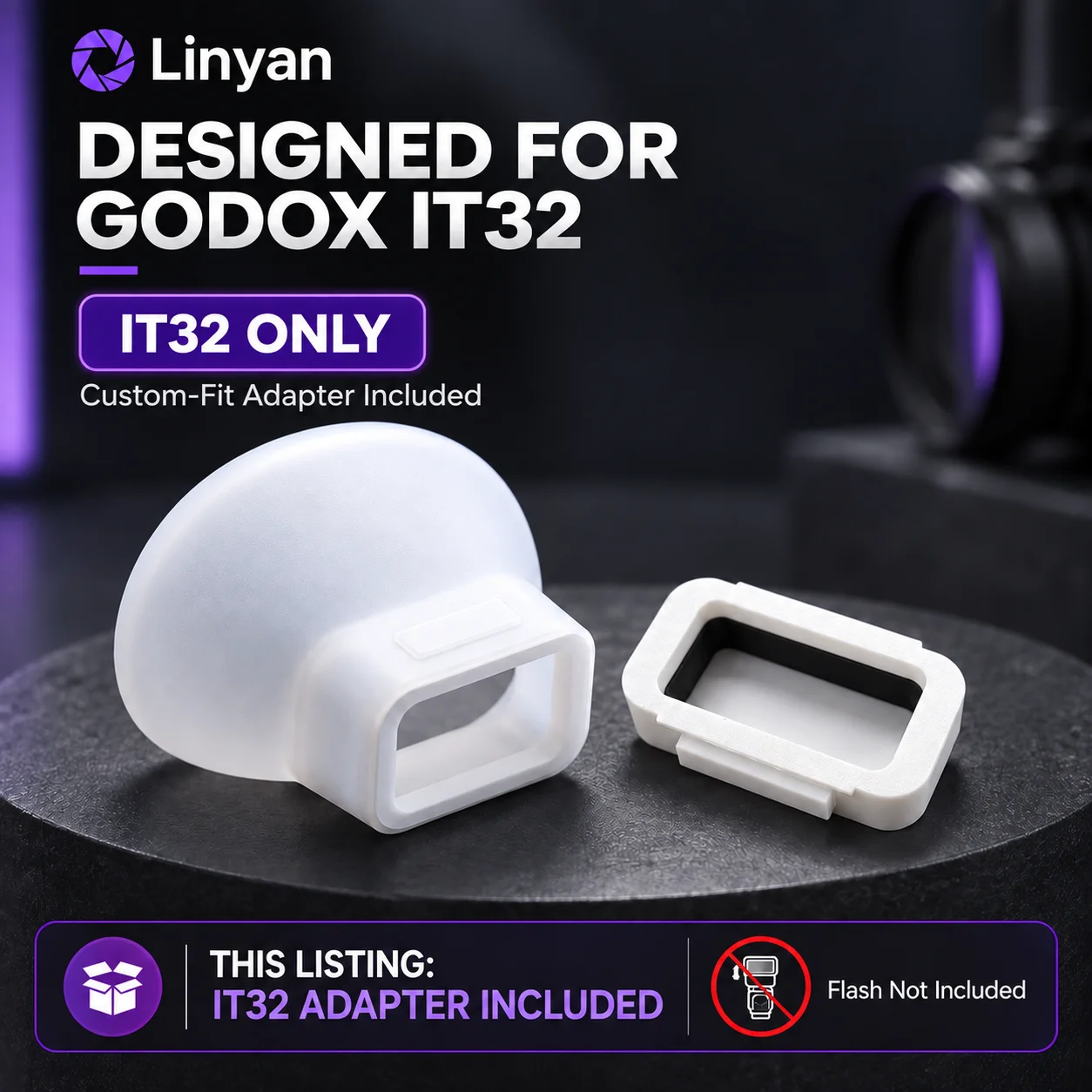For Godox IT32 Speedlight Diffuser Kit, Silicone Bounce Dome with Custom Adapter For Portrait Product Photography