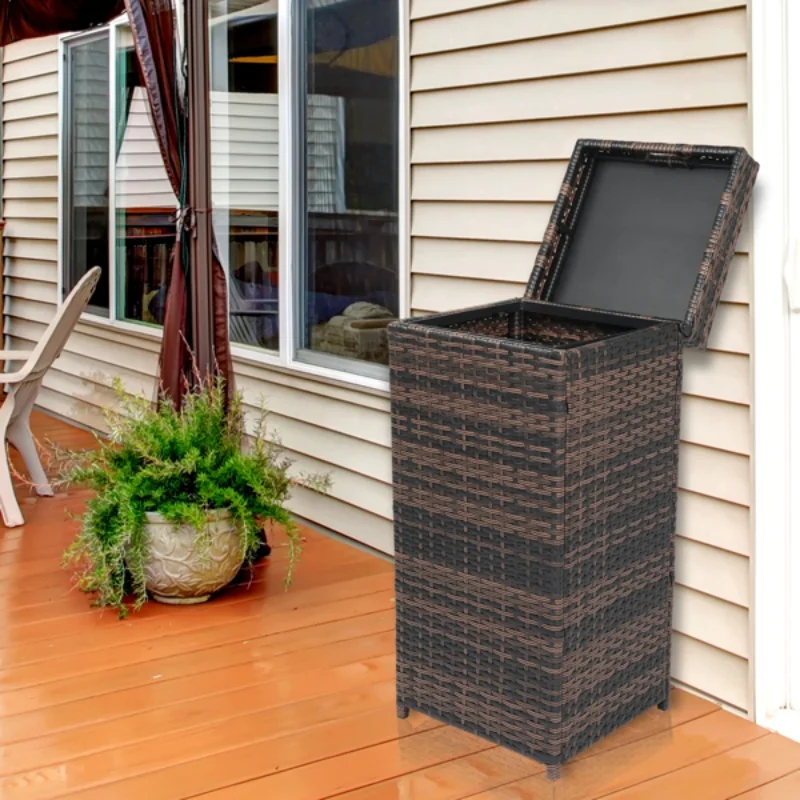 

С верхней крышкой, железный каркас, мусорный бак из ротанга, коричневый градиентный тканый держатель для мусора, контейнер для хранения, мусорные баки, многоцелевые