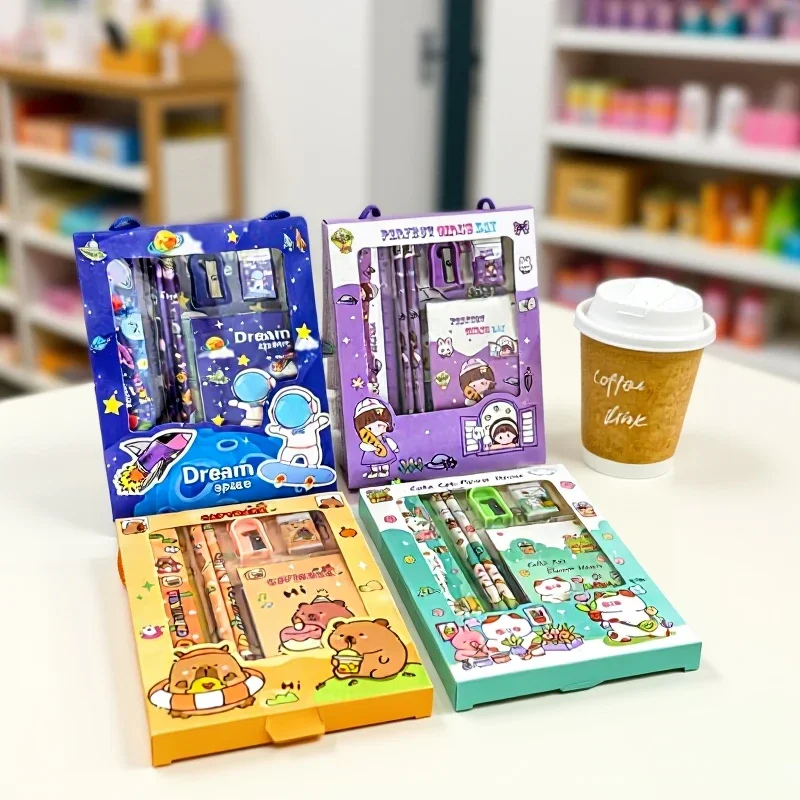 6 قطعة/المجموعة لطيف الكرتون كابيبارا قلم رصاص القرطاسية مجموعة Kawaii ممحاة براية أقلام الأطفال طالب لوازم مكتبية