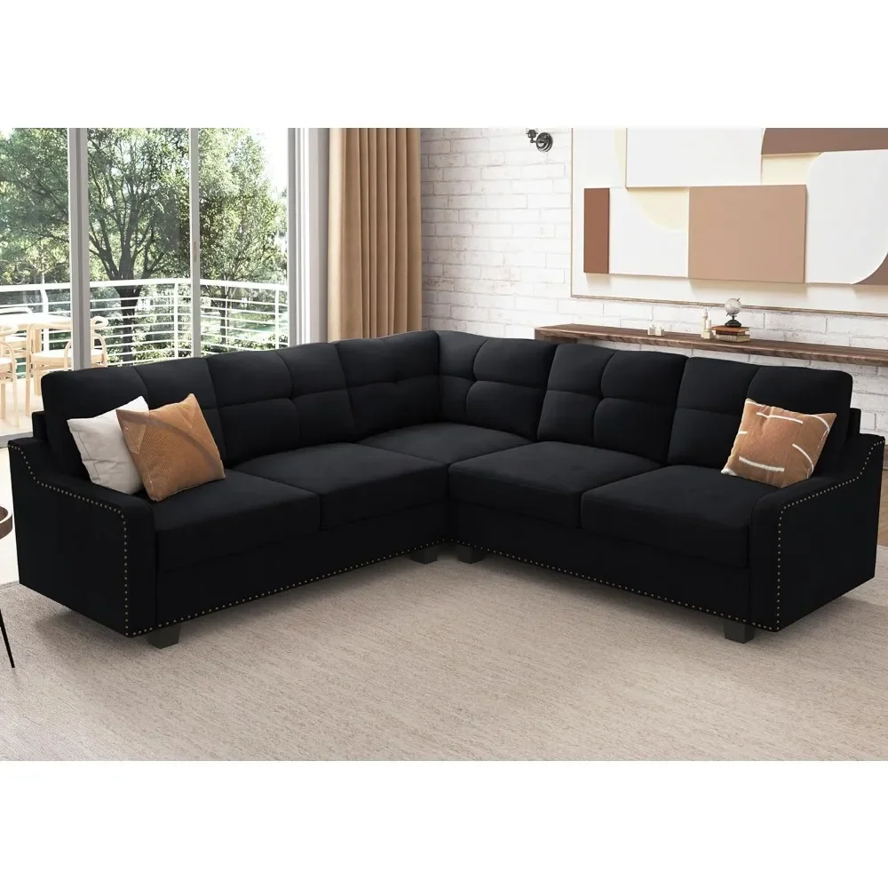 Living room L-shaped convertible combination sofa, velvet fabric, 82.7 