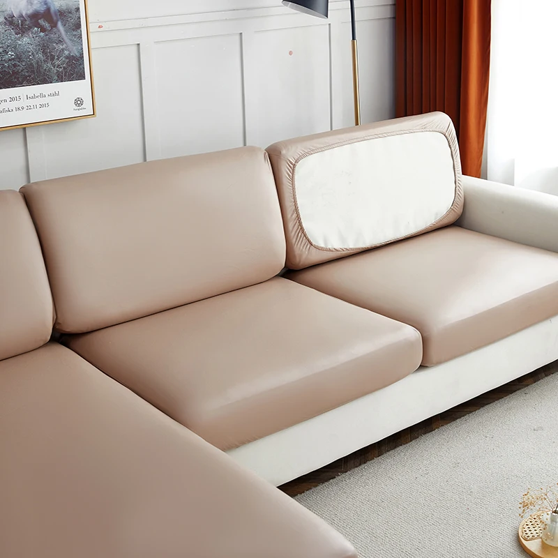 easy clean waterproof PU funiture protector solid sofa cover Corner sofa seat slipcover elastic stretch couch cover image 3