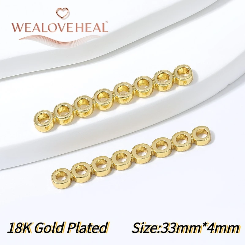 18K vergoldete Messing-Flachperlenverbinder mit mehreren Löchern, 2-10 Loch-Optionen, DIY-Zubehör für mehrsträngige Halsketten und Armbänder. – Detail 32