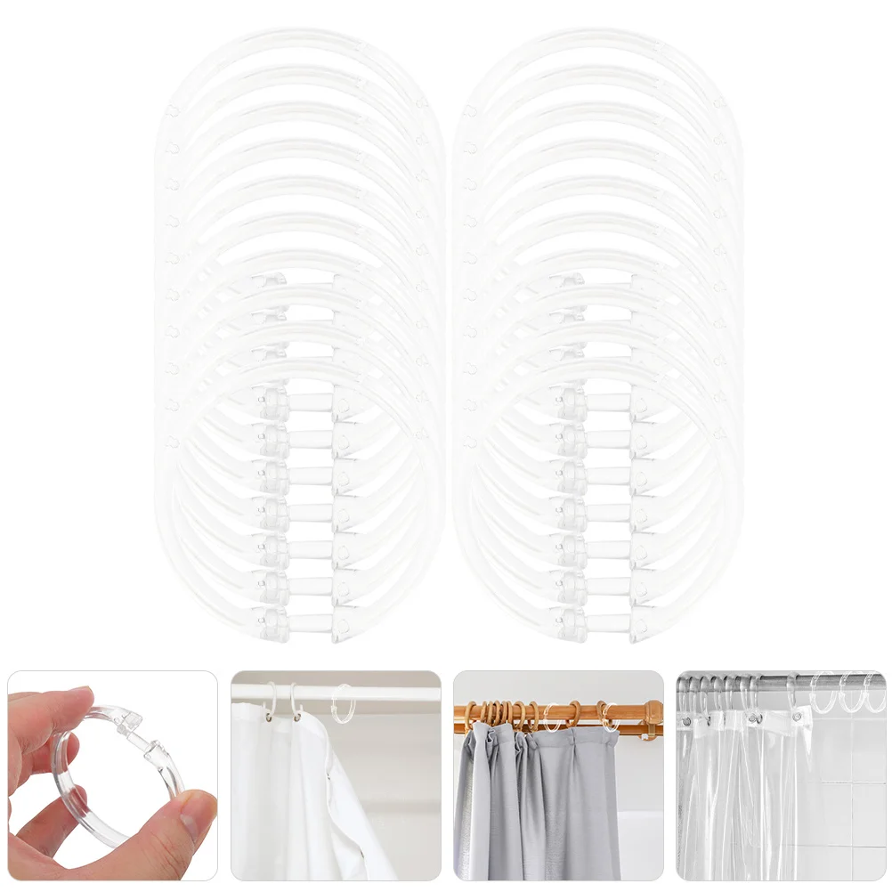 

20Pcs Round Shower Curtain Rings Thick Acrylic Waterproof Clips for Bath Drape Hanging Hardware Smooth Gliding Curtain Loops