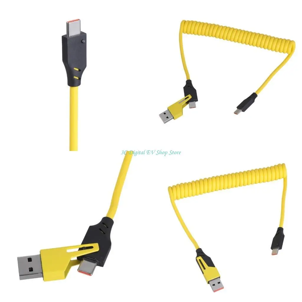 

E74D High-Speed Type C USB Spring Coiled Cable Adjustable Designing Wire for Laptops