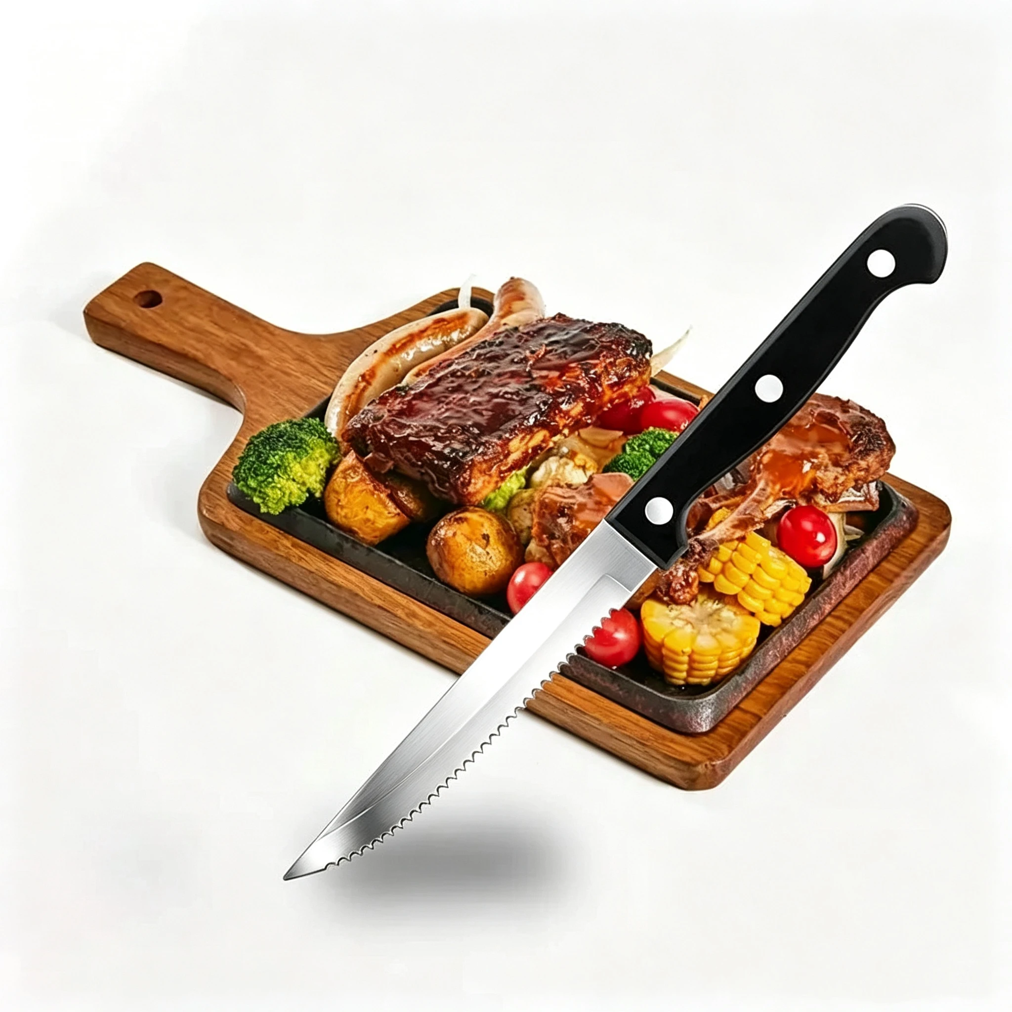 Steak knife set, 6/12 pieces,  sharp serrated design, dishwasher safe, high-quality tableware, suitable for meat, bread, and oth