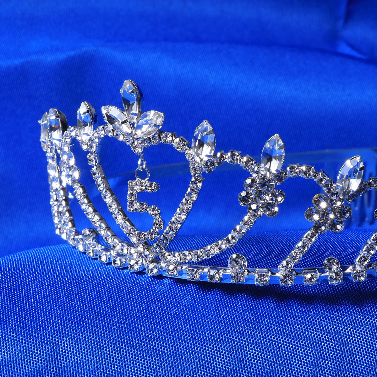 

Birthday Crown for Kids Girls Sparkling Rhinestone Tiara H made Bridal Crown Peach Heart Fits Most Older Children Novelty Fun