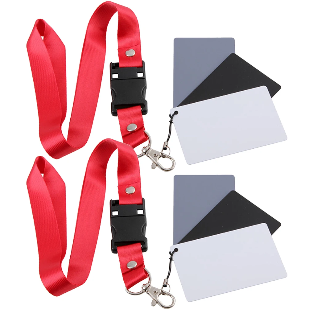 

2pcs Gray With Strap Black Cards Acrylic Lightweight Neck Strap Checker Photography Video Exposure Tools