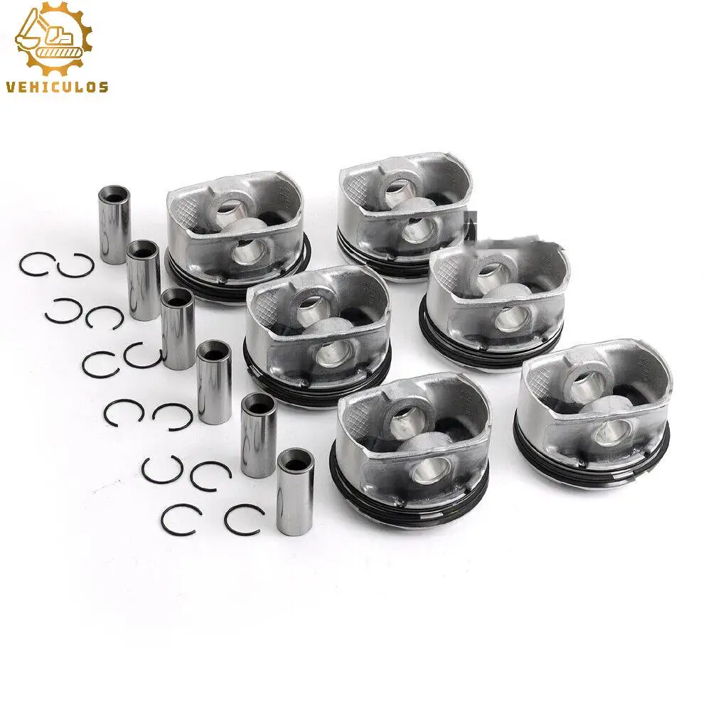 11257558528 11257536373 11257561848 11257547838 6PCS Pistons & Rings Set 10.7:1 For BMW E90 E60 E83 128i 328i 528i X1 N52 3.0L