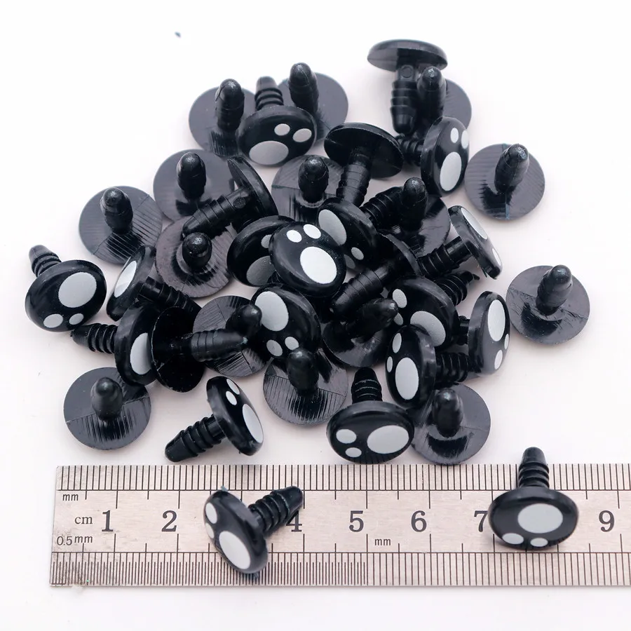 50pcs 8-16mm Black Plastic Safety Eyes For White Bear Doll Animal Puppet Crafts Children Kids DIY Toys Plush Doll Accessories