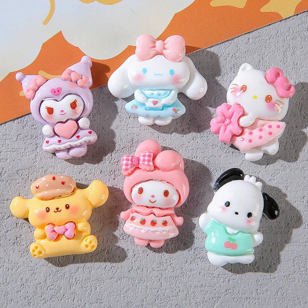 

100pcs Kawaii Flatback Resin Sanrio Kulomi Melody Series Flatback DIY Refrigerator Phone Case Headwear Earrings Accessories