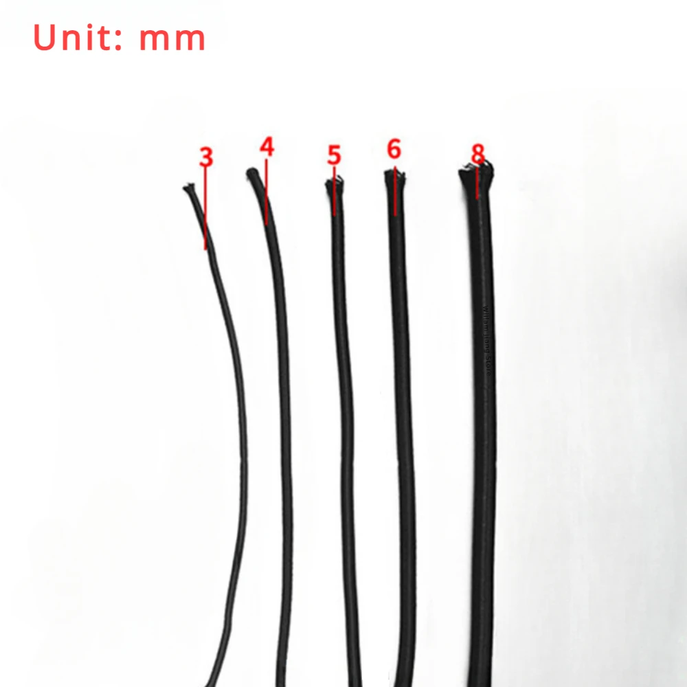 Sabuk jahit pakaian kerajinan DIY, tali elastis kuat 3/4/5/6/8MM hitam kabel elastis kualitas tinggi