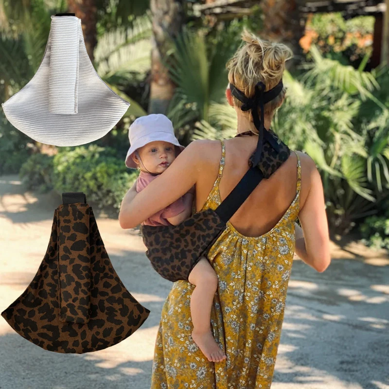 Portable Baby Going Out Safety Carrier Simple Leopard Pattern Front Hug Type Back Baby Out of the Baby Artifact Waist Stool