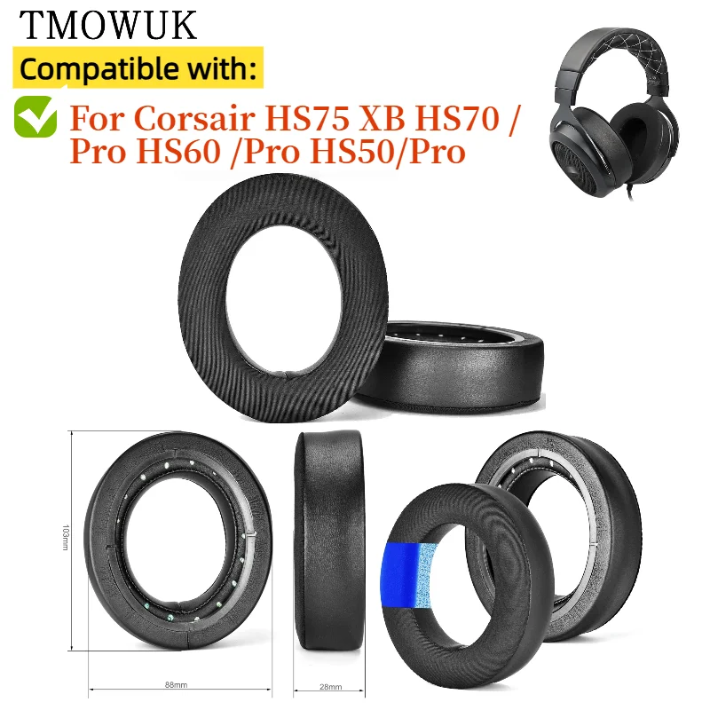 

Replacement Earpads for Corsair HS75 XB HS70 /Pro HS60 /Pro HS50/Pro Headphones Mesh / Ice gel / Leather Ear Cushion Pads