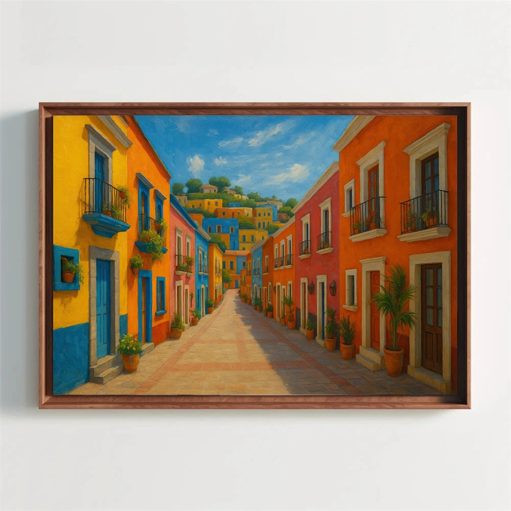 Póster de Acuarela de la Ciudad de Oaxaca, México, Impresión de Viaje a Oaxaca, Pintura en Lienzo de Arquitectura Colonial, Arte de Pared, Recuerdo de Latinoamérica