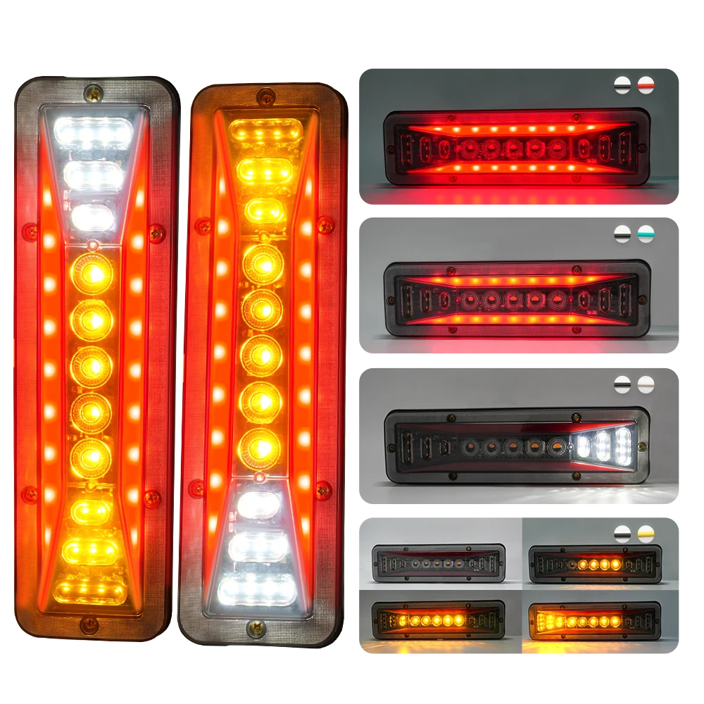 2pcs Trailer Truck Tail Lights 12V  Turn Signal Reverse Brake LED Lamp Boat Vehicles Lorry Rear Light Bus Campers Tractor Car