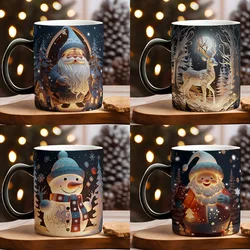 Christmas Color Changing Mug Santa Claus Ceramic Magic Mug Elk Heat Sensitive Coffee Cup Snowman Water Cups Children Xmas Gifts