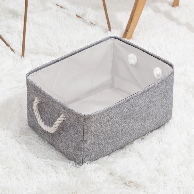 القطن والكتان المرقعة Thickenedeva صندوق تخزين ملابس بدون غطاء طويل Satcheljeans لعبة خزانة سطح المكتب سلة التخزين #6