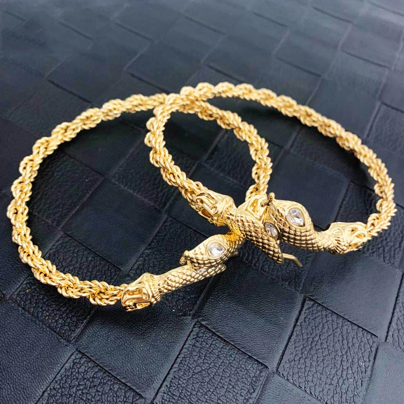 Dubai Muslim Middle East Chic Gold Color Snake Bracelet Arabian Luxury Charm Bracelet Bracelet Large Bridal Anklet Jewelry