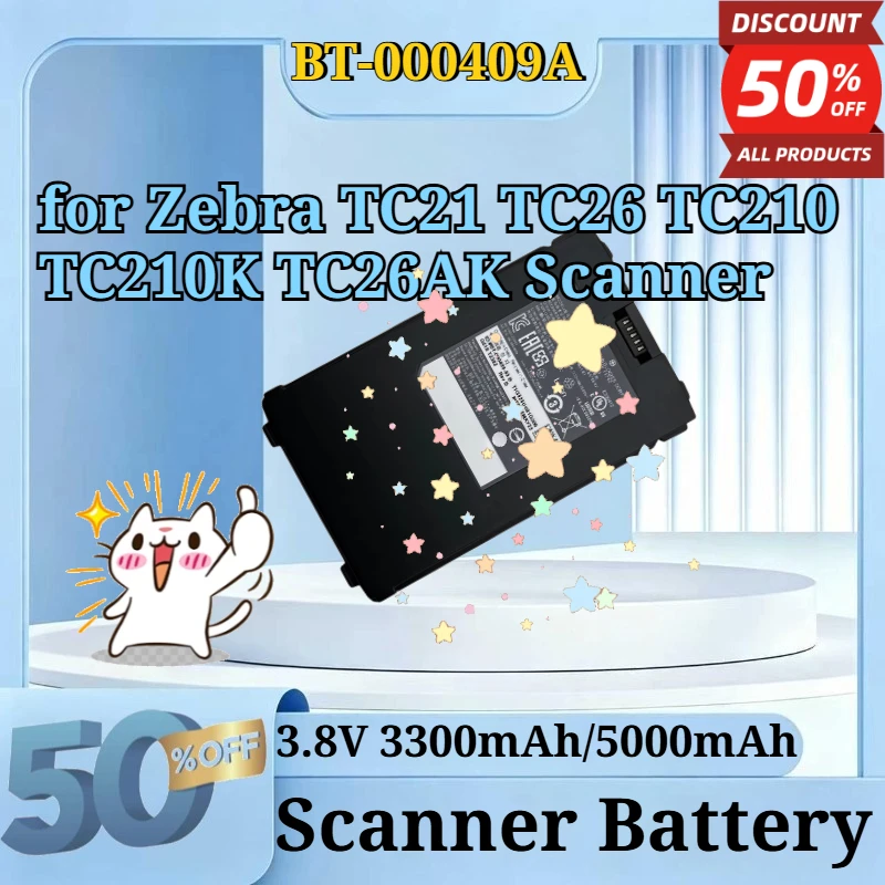 BT-000409A 3.8V 3300mAh/5000mAh BTRY-TC2Y-1XMA1 Replacement Li-ion Battery for Zebra TC21 TC26 TC210 TC210K TC26AK Scanner
